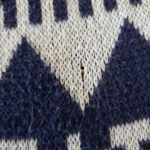 Wild Pearl Aztec Design Open Front Cardigan Lagen Look Blue & Orange Knit Sz M. - Picture 13 of 16